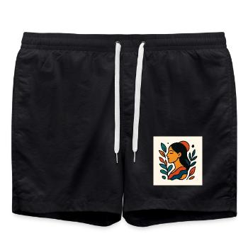 Portrait coloré avec feuillage - Short de bain - noir - Devant - AI Model Male 185 light (185cm)
