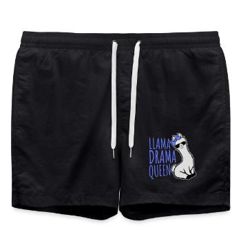 Lama Drama Queen Cool Sonnenbrille Sitzend Lustig - Badeshorts - Schwarz - Vorne - AI Model Male 185 light (185cm)