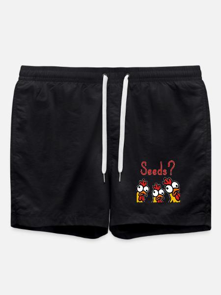 Crazy Chickens Eating Grains Hobby - Swim Trunks - black