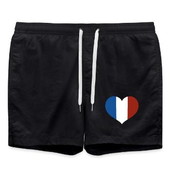 French Flag Heart - Swim Trunks - black - Front - AI Model Male 185 light (185cm)