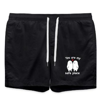 Du bist mein sicherer Ort – ein einfaches Liebesgeschenk - Badeshorts - Schwarz - Vorne - AI Model Male 185 light (185cm)