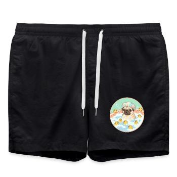 Des carlins qui s’amusent dans le bain - Short de bain - noir - Devant - AI Model Male 185 light (185cm)