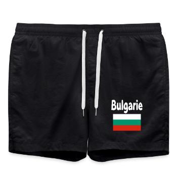 Bulgaria Flag and Bold Typography - Swim Trunks - black - Front - AI Model Male 185 light (185cm)