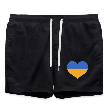 Flaggenherz in den Farben der Ukraine - Badeshorts - Schwarz - Vorne - AI Model Male 185 light (185cm)