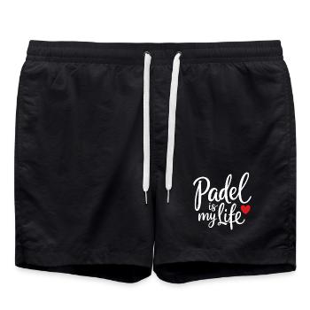 Padel is my life Sportsman Statement Heart - Swim Trunks - black - Front - AI Model Male 185 light (185cm)