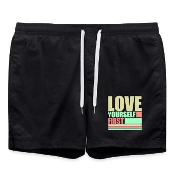 Love Yourself First Self-Love Self-Care - Swim Trunks - black - Front - AI Model Male 185 light (185cm)