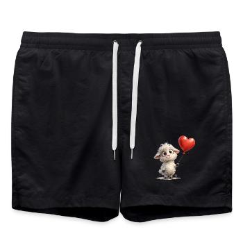 Lamm mit Herzballon - Badeshorts - Schwarz - Vorne - AI Model Male 185 light (185cm)