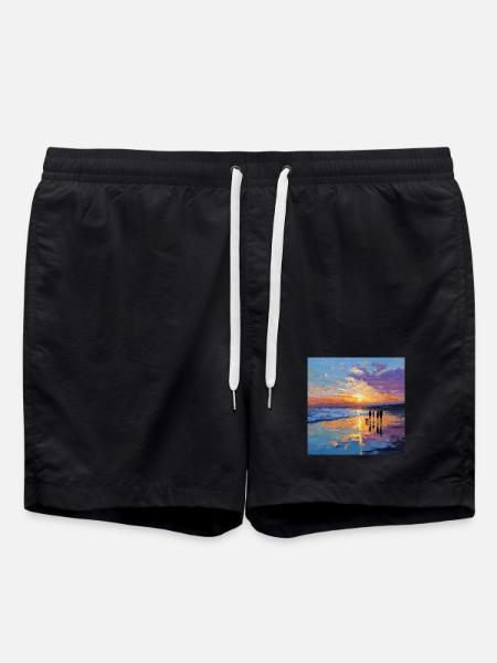 Coucher de soleil sur la mer - Short de bain - noir