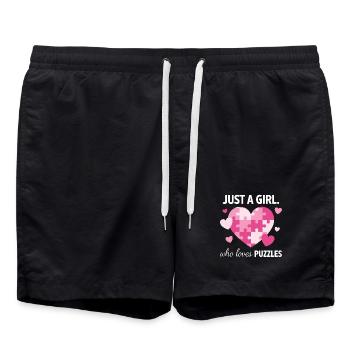 Juste une fille qui adore les énigmes - Short de bain - noir - Devant - AI Model Male 185 light (185cm)