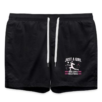 Girl loves Volleyball Quote - Swim Trunks - black - Front - AI Model Male 185 light (185cm)
