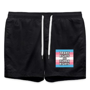 Trans-Rechte sind Menschenrechte – Pride Tee - Badeshorts - Schwarz - Vorne - AI Model Male 185 light (185cm)