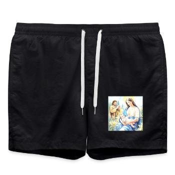 Nativité de Jésus - La Sainte Famille - Short de bain - noir - Devant - AI Model Male 185 light (185cm)