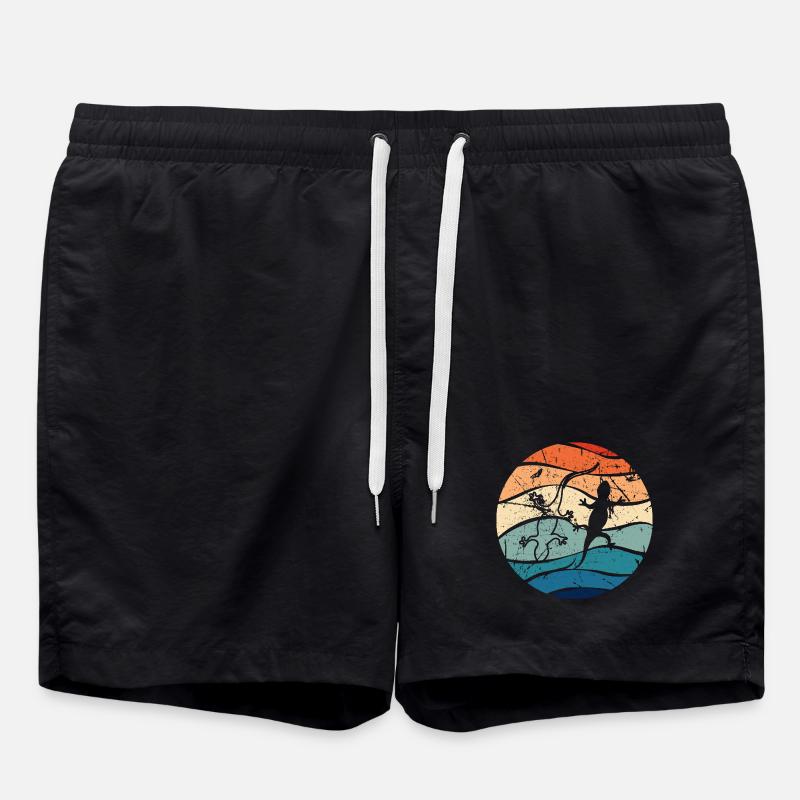 Gecko sur la plage pastel - Short de bain - noir