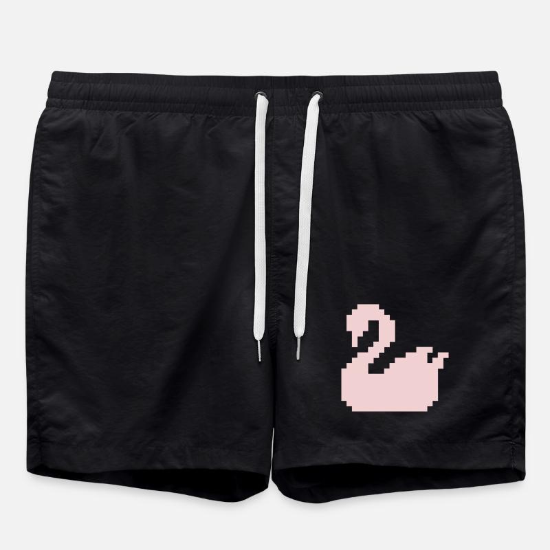 Pixel Swan Pink Silhouette - Badeshorts - Schwarz