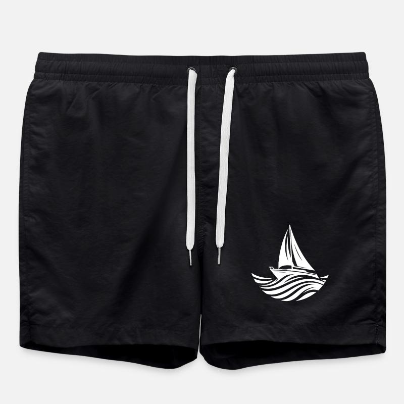 Nautical sail aesthetics for ocean wave fans - Swim Trunks - black