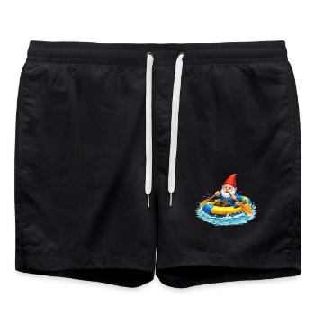 Gartenzwerg im Schlauchboot auf Sommerabenteuer - Badeshorts - Schwarz - Vorne - AI Model Male 185 light (185cm)