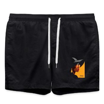 Elegant woman with hat and sunglasses - Swim Trunks - black - Front - AI Model Male 185 light (185cm)