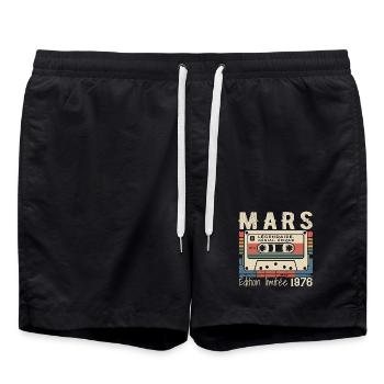 Birthday 1976 March 1976 born in March 1976 - Swim Trunks - black - Front - AI Model Male 185 light (185cm)