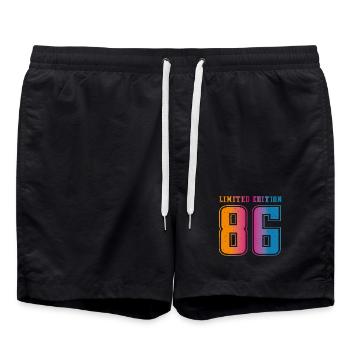 Vintage 1986 - Badeshorts - Schwarz - Vorne - AI Model Male 185 light (185cm)
