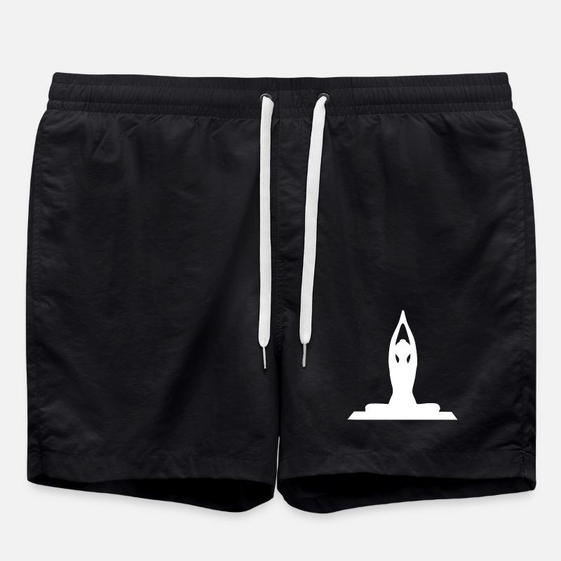 Yoga Silhouette White Meditation - Swim Trunks - black