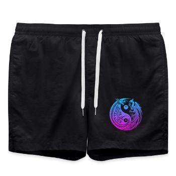Dragon Yin Yang et Néon Phénix - Short de bain - noir - Devant - AI Model Male 185 light (185cm)