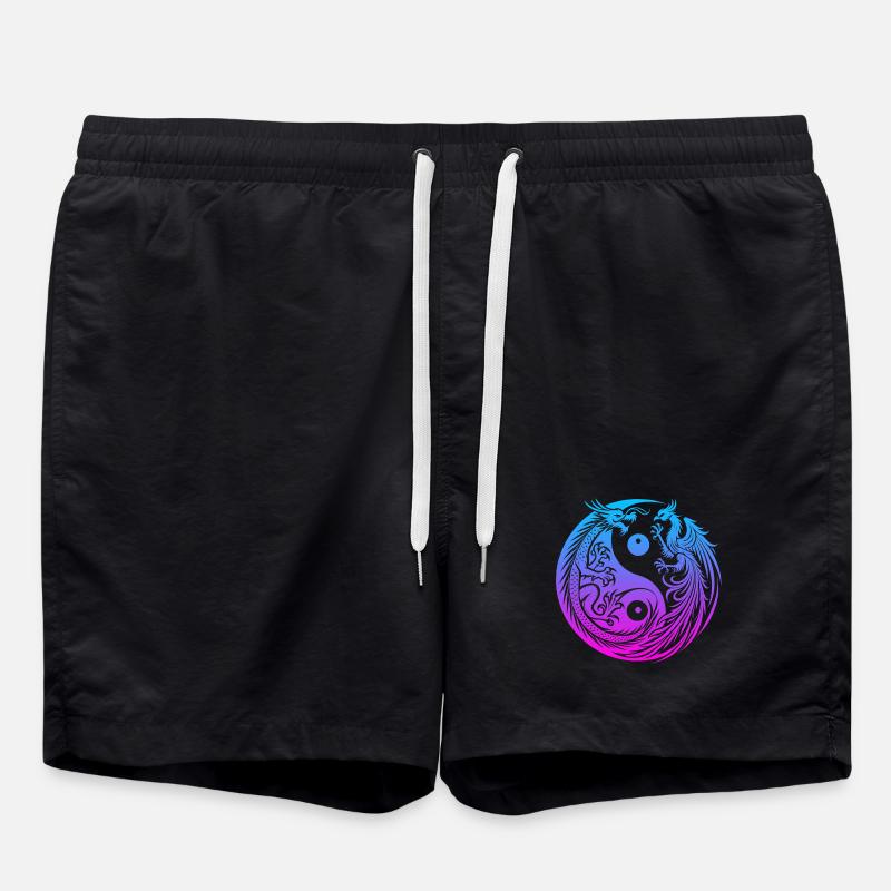 Dragon Yin Yang et Néon Phénix - Short de bain - noir