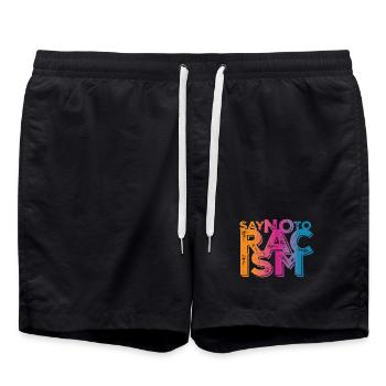 Dis non au racisme - Short de bain - noir - Devant - AI Model Male 185 light (185cm)