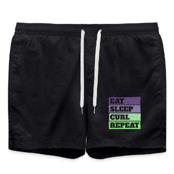 Eat Sleep Curl Repeat Retro Vintage Sport Look - Badeshorts - Schwarz - Vorne - AI Model Male 185 light (185cm)