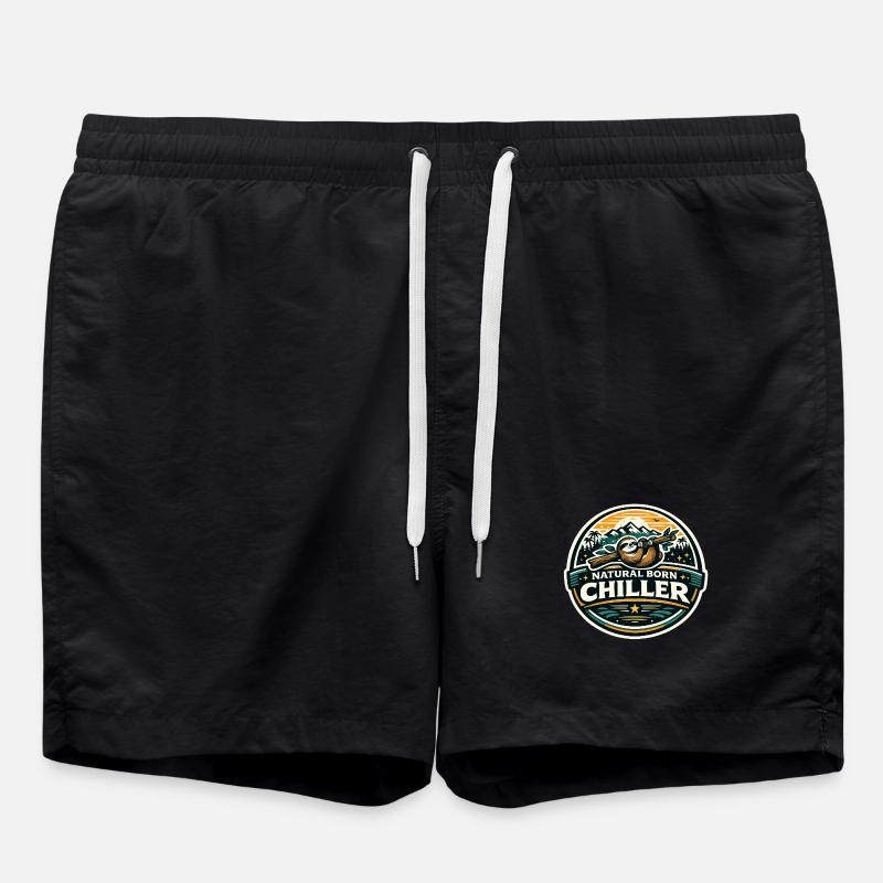 Naturally Chill Sloth Badge - Swim Trunks - black