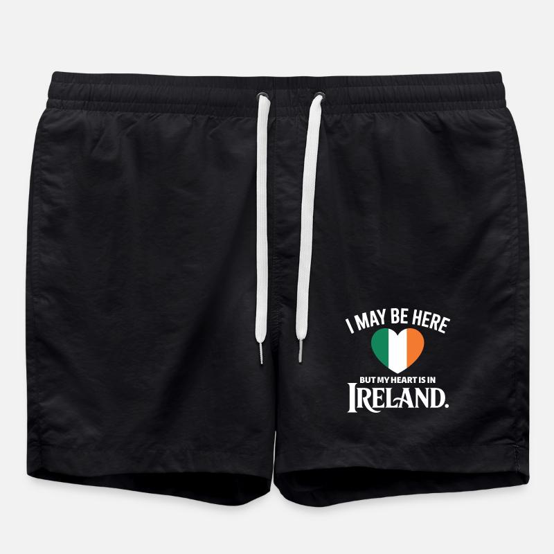 Ireland Heartbeat Design - Swim Trunks - black