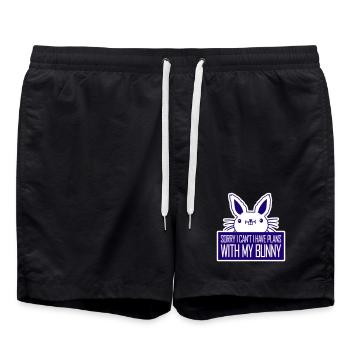 Sorry I Can't I Have Plans With My Bunny Hase Logo - Badeshorts - Schwarz - Vorne - AI Model Male 185 light (185cm)