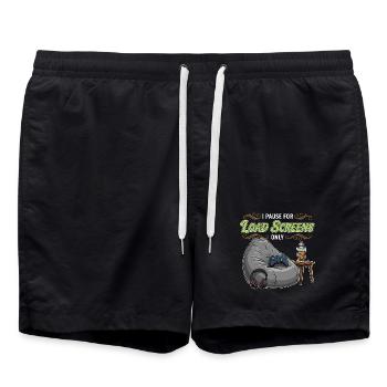 Gaming-Humor-Zitat-Pause-Ladebildschirme - Badeshorts - Schwarz - Vorne - AI Model Male 185 light (185cm)
