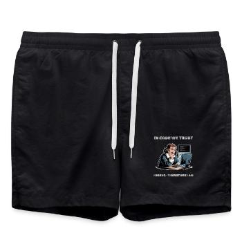 Philosoph Descartes Meme – für einen dunklen Hintergrund - Badeshorts - Schwarz - Vorne - AI Model Male 185 light (185cm)