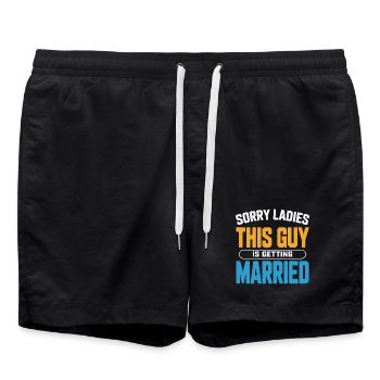 Ce type va se marier — t-shirt drôle - Short de bain - noir - Devant - AI Model Male 185 light (185cm)