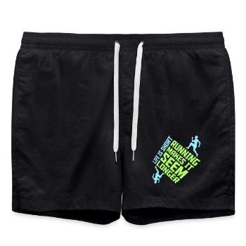 Life Is Short Running Makes It Seem Longer Funny - Swim Trunks - black - Front - AI Model Male 185 light (185cm)