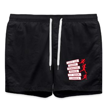 Life Is Short Running Makes It Seem Longer Funny - Swim Trunks - black - Front - AI Model Male 185 light (185cm)