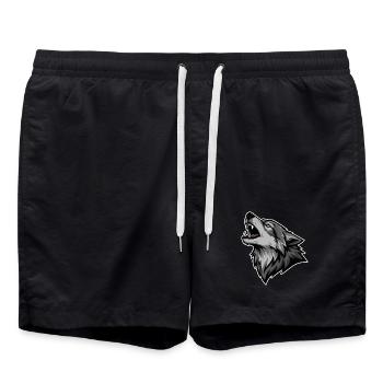 Loup Gris Hurlant Lune Sauvage Logo Wolf - Short de bain - noir - Devant - AI Model Male 185 light (185cm)