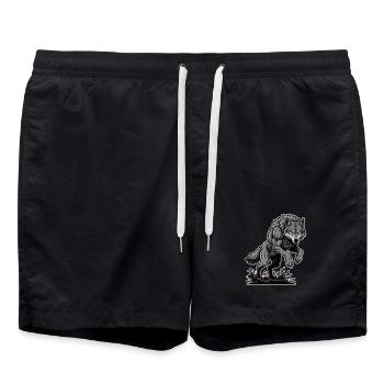 Loup Garou Puissant Course Mascotte Wolf - Short de bain - noir - Devant - AI Model Male 185 light (185cm)