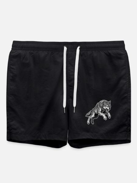 Wild Wolf Race Maskottchen Alpha Wolf - Badeshorts - Schwarz