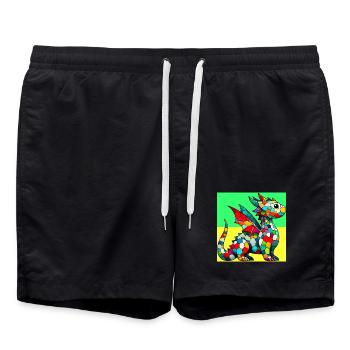 Drache - Badeshorts - Schwarz - Vorne - AI Model Male 185 light (185cm)