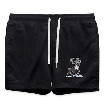 Arctic Caribou Reindeer Northern Mascot - Swim Trunks - black - Front - AI Model Male 185 light (185cm)