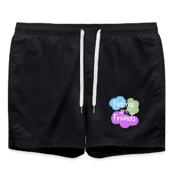 Feelings are Friends Mental Health Statement - Swim Trunks - black - Front - AI Model Male 185 light (185cm)