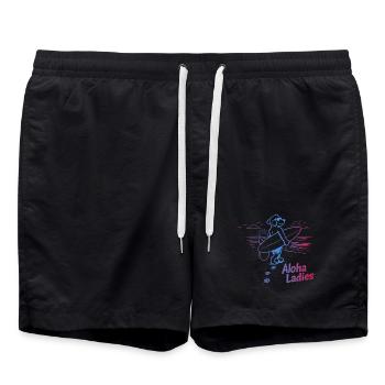 Aloha Ladies Surfer Hund Hawaii Style - Badeshorts - Schwarz - Vorne - AI Model Male 185 light (185cm)