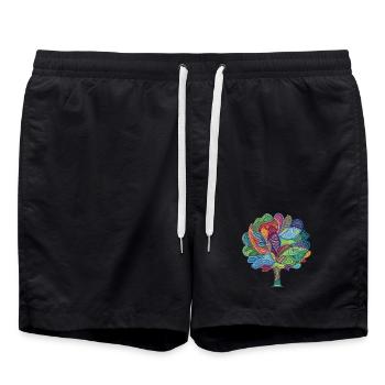 Farbenzauber-Baum - Badeshorts - Schwarz - Vorne - AI Model Male 185 light (185cm)