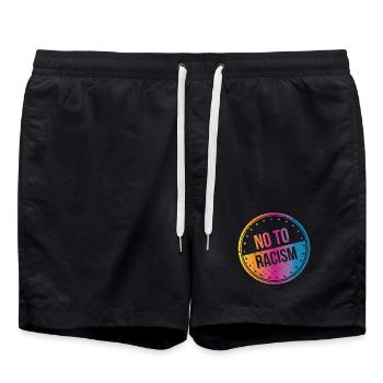 Non au racisme - Short de bain - noir - Devant - AI Model Male 185 light (185cm)