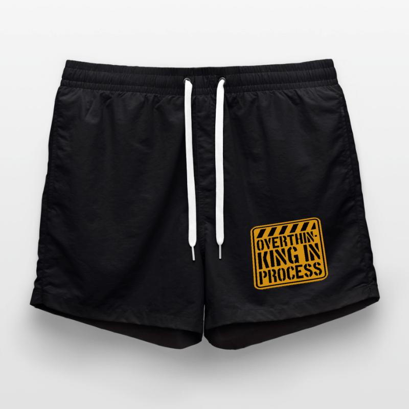 Overthinking In Process Funny Brooding Saying Logo Swim Trunks