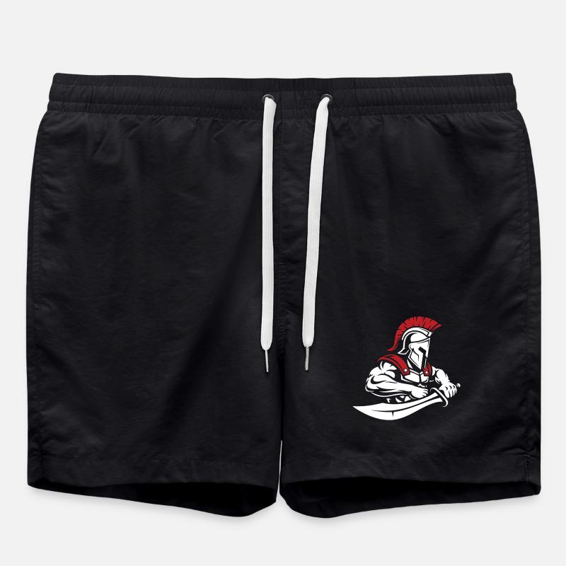 Spartan Warrior Sword Bust Spartan Mascot - Swim Trunks - black