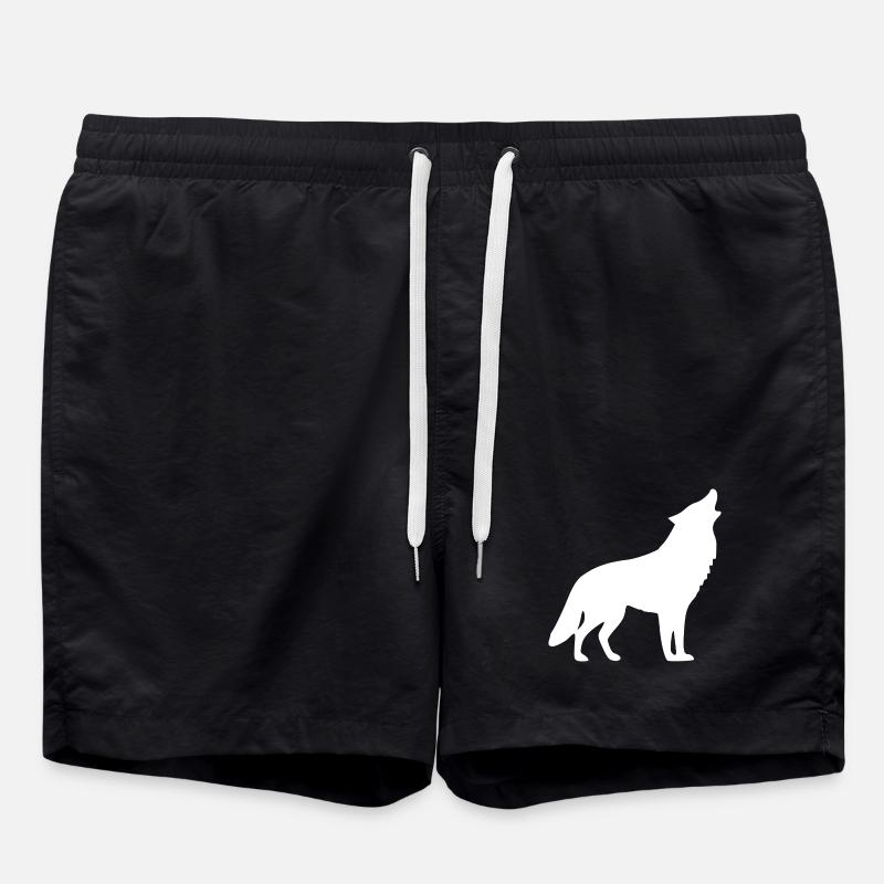 Howling Wolf White - Swim Trunks - black