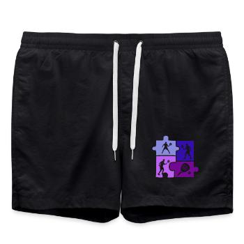 Padel Tennis Puzzle Sportsman Outfit - Swim Trunks - black - Front - AI Model Male 185 light (185cm)
