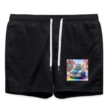 Polizei Abenteuer Zuckerstadt - Badeshorts - Schwarz - Vorne - AI Model Male 185 light (185cm)